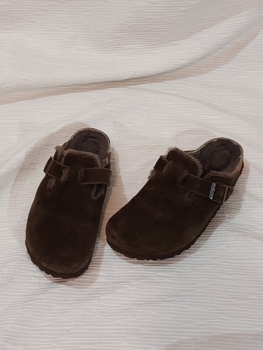 Birkenstock Brown Suede Lined Clog Mules Size 9